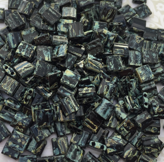 Picasso Smoky Black Matte Miyuki Tila Beads 8 grams