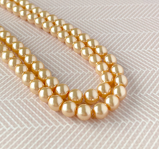 Pink Round Czech Glass Pearls 6mm Strand of 75 bead
