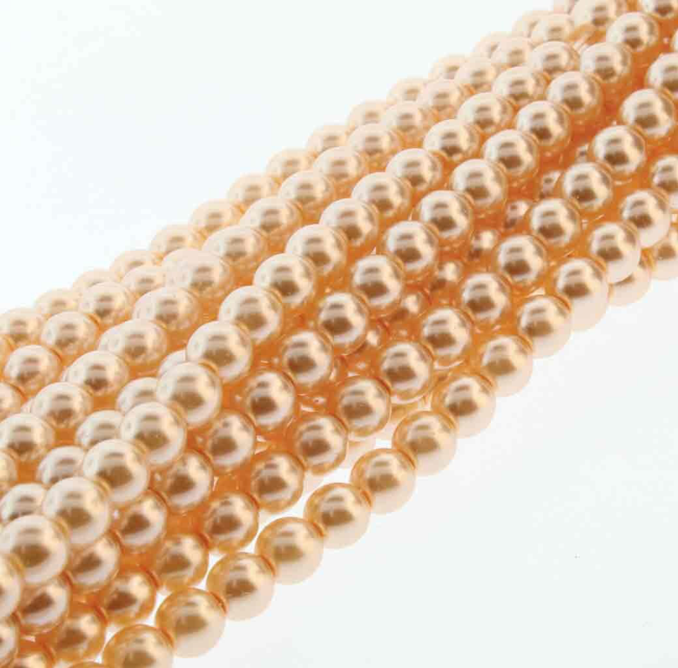 Pink Round Czech Glass Pearls 6mm Strand of 75 beads