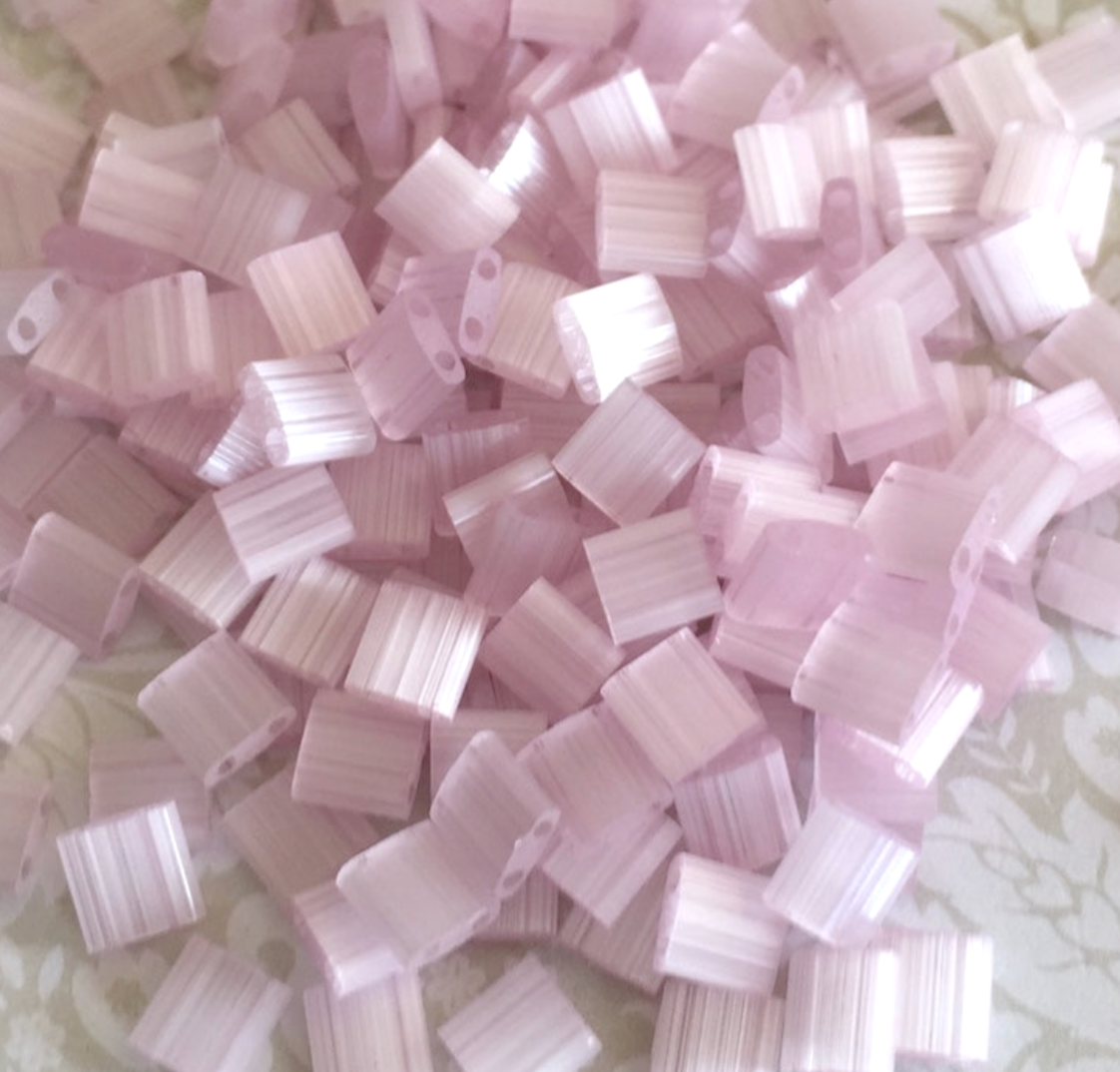 Pink Silk Satin Miyuki Tila Beads 8 grams