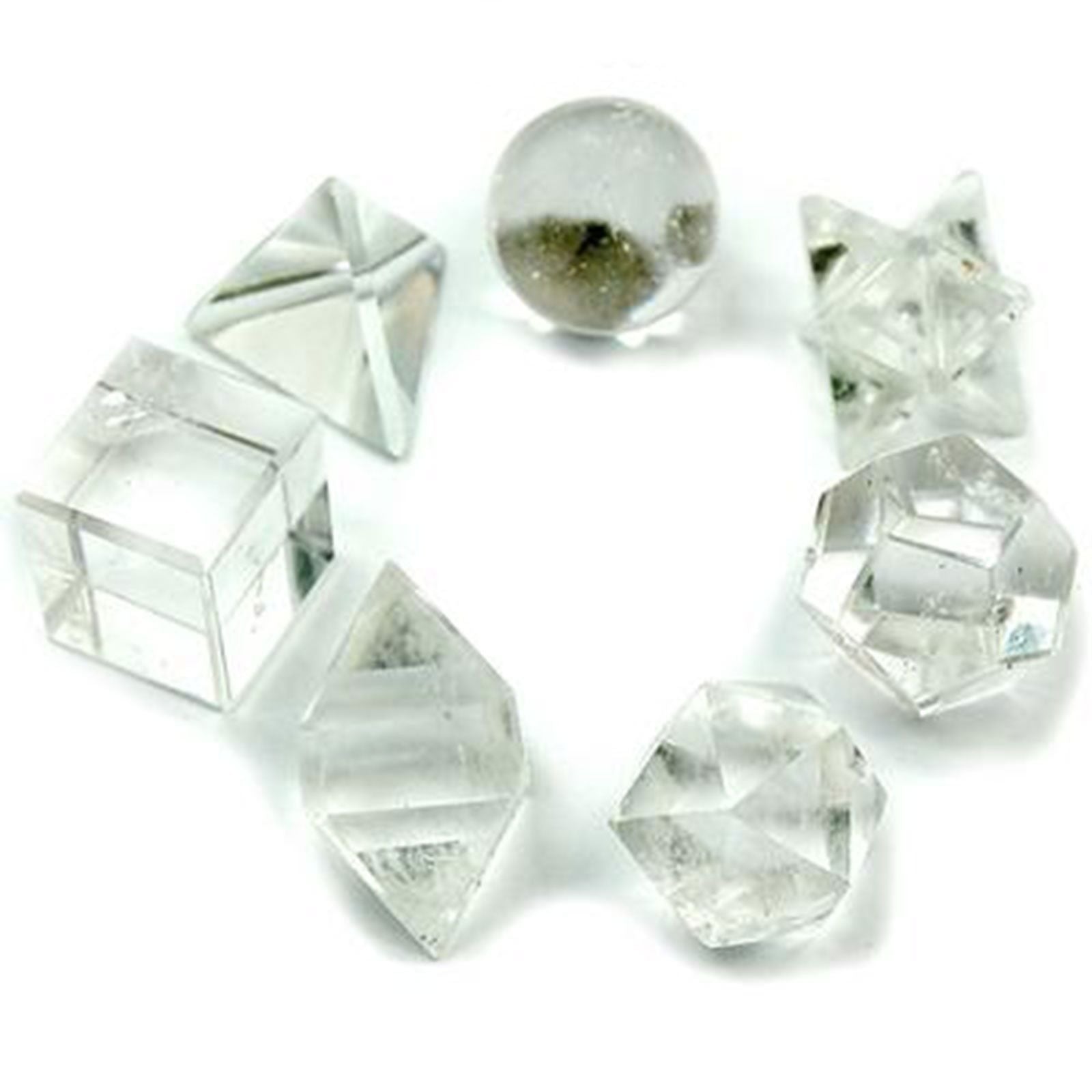 Platonic Solids Geometric Seven Piece Crystal Set Sacred Geometry