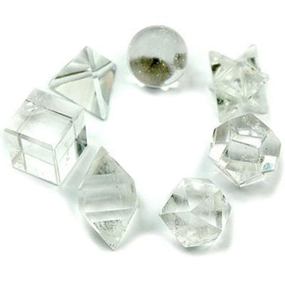 Platonic Solids Geometric Seven Piece Crystal Set Sacred Geometry