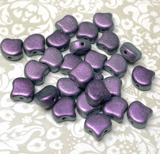 Polychrome Black Raspberry Ginko Duo Beads by Matubo - 10 grams