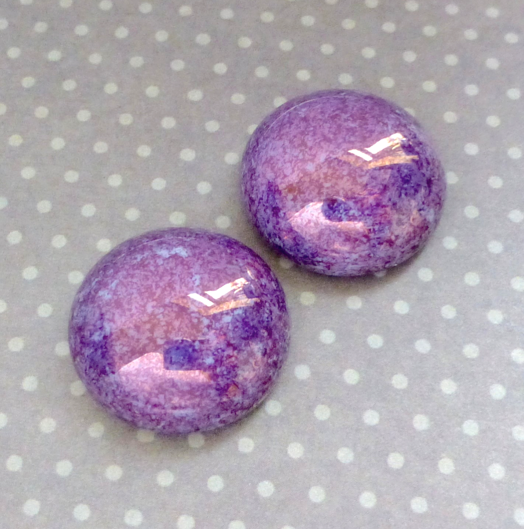 Purple Lumi High Quality Glass Cabochon Pack of 2