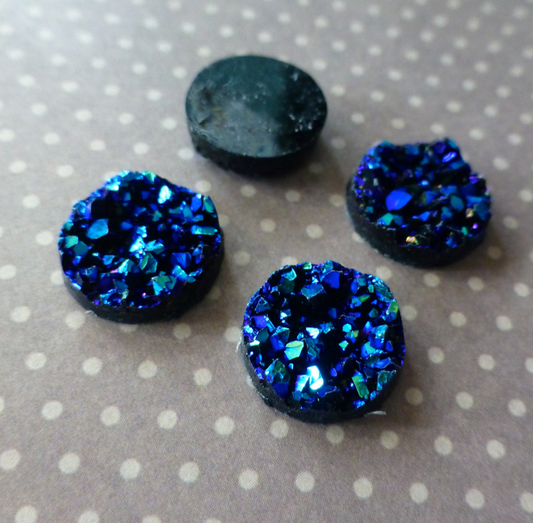 Resin Blue Druzy Cabochon 12mm - Pack of 10