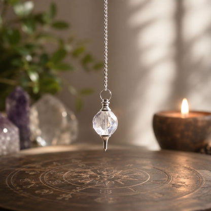 Rock Quartz Faceted Gemstone Pendulum