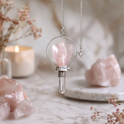 Rose Quartz Angel Pendulum