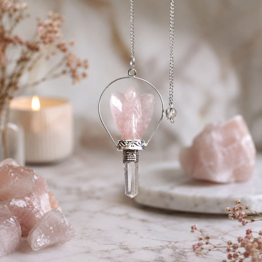 Rose Quartz Angel Pendulum