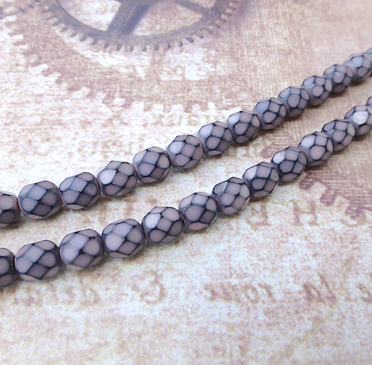 Salmon Fire Polished Glass Snake Beads 6mm Strand of 25