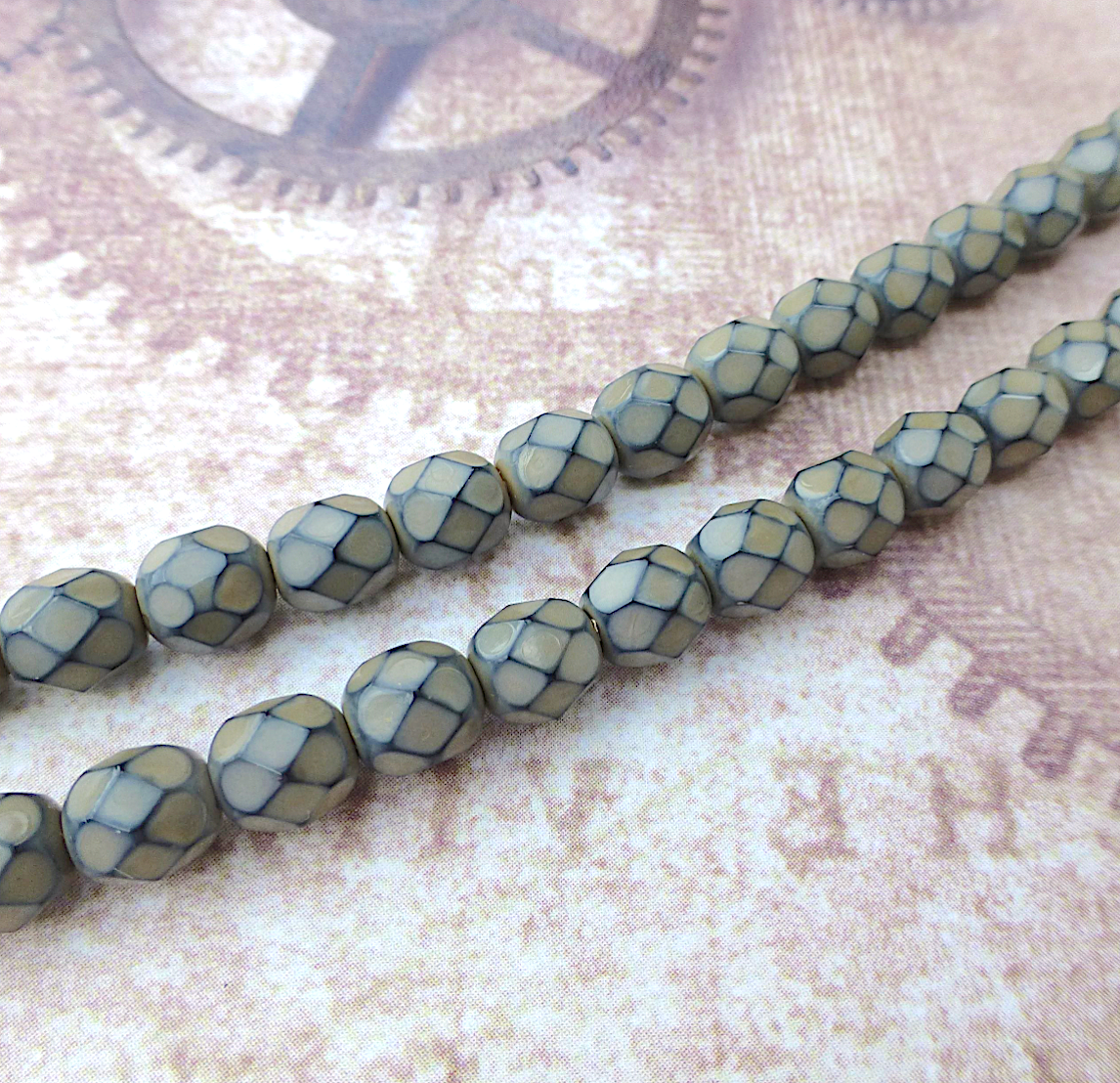 Sand Fire Polished Glass Snake Beads 6mm Strand of 25