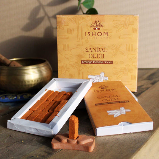 Sandal Wood Natural Incense Smudge Bricks and Burner Pack of 15
