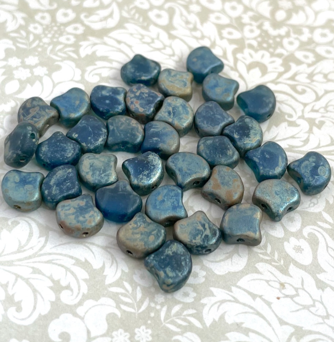 Sapphire Matt Rembrandt Ginko Duo Beads by Matubo - 10 grams