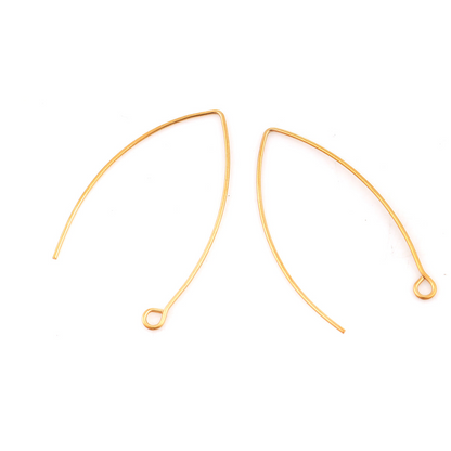 Gold Plated Stainless Steel Long Ear Wire Hooks Earring Component Pack of 6