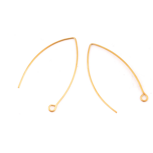 Gold Plated Stainless Steel Long Ear Wire Hooks Earring Component Pack of 6
