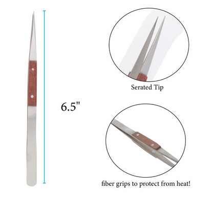 Fine Serrated Tips Soldering Fibre Grip Tweezers