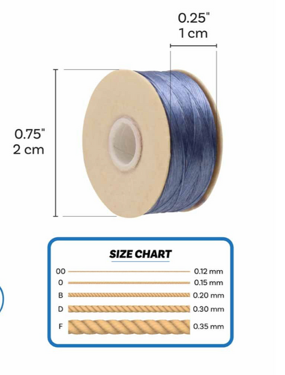 Royal Blue Nymo Beading Thread Size B - One Bobbin