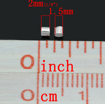 2mm Silver Plated Crimp Beads 2.5 grams (cca 200pcs)