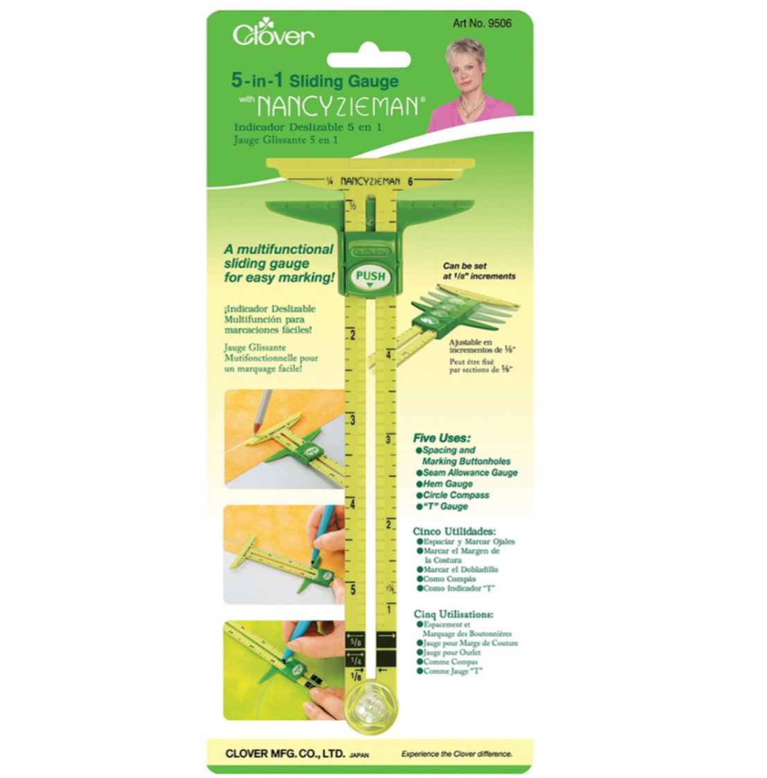 5-in-1 Sliding Gauge Sewing Tool, Quilting Tool by Clover