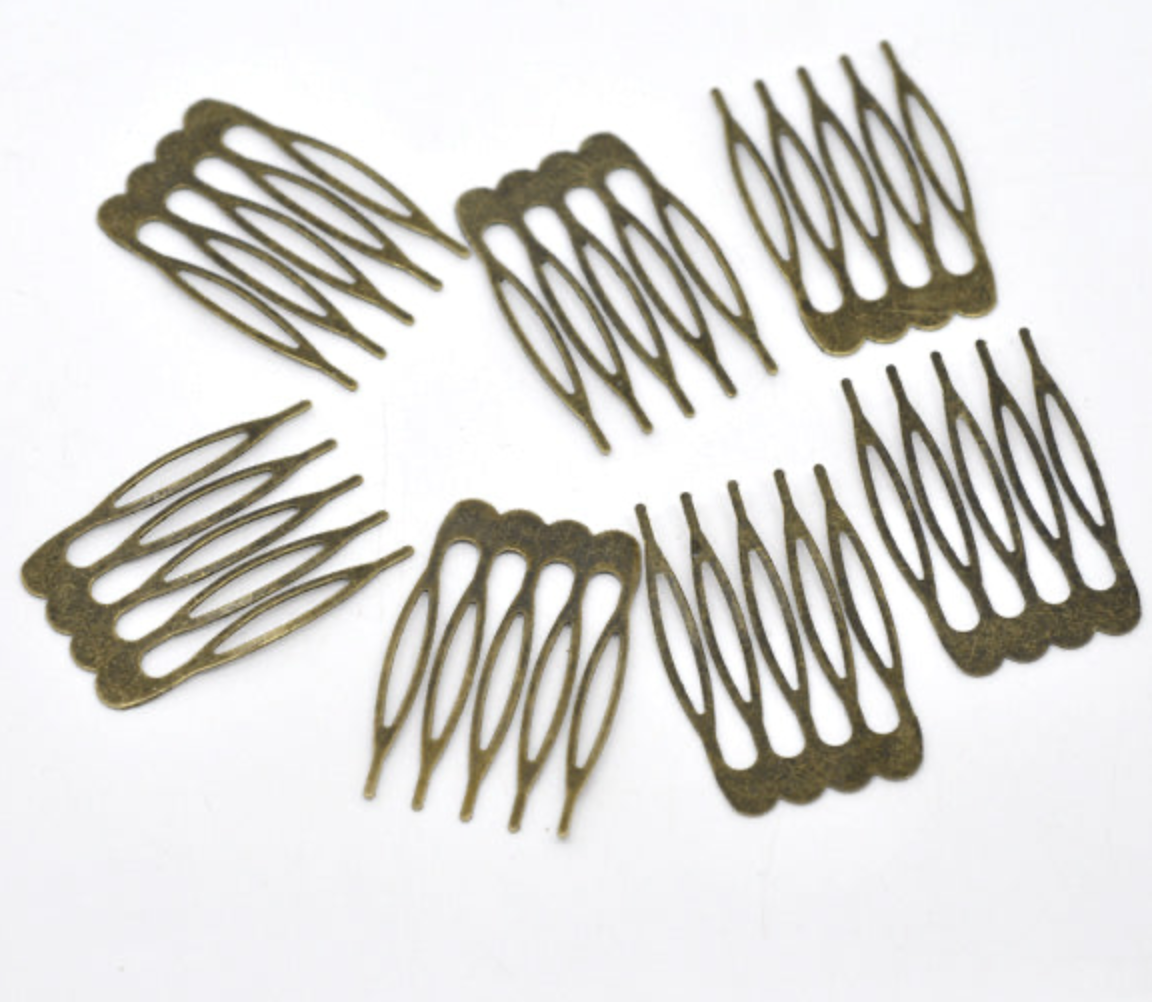 Antique Bronze Colour Small Hair Combs Pack of 10