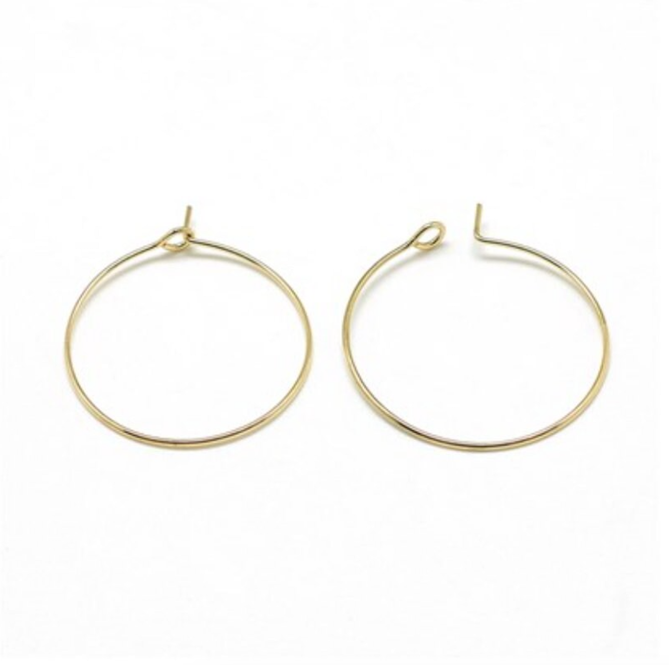 18k Gold Plated Ear Hoops 25 mm Hoop Earrings, earring findings, components for jewellery making, Pack of 10