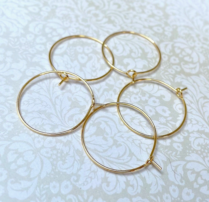 18k Gold Plated Ear Hoops 25 mm Hoop Earrings Pack of 10