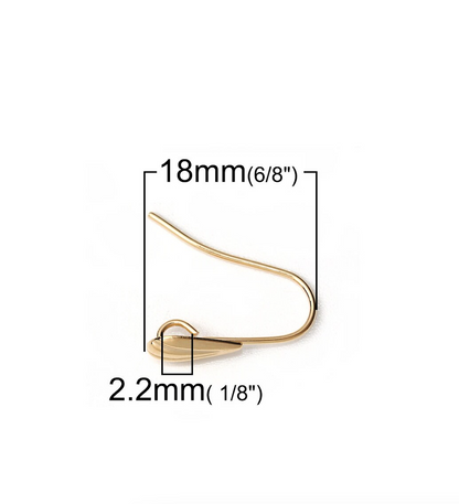 Gold Plated Earring Ear Wires with Petal and Loop Pack of 10