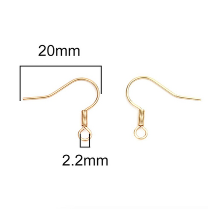 Gold Plated Stainless Steel Fishhook Ear wires Earrings Findings Pack of 20