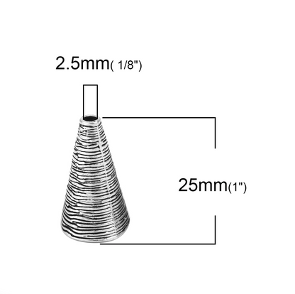 Tassel Bead Caps Large Cord End Caps Antique Silver Pack of 10