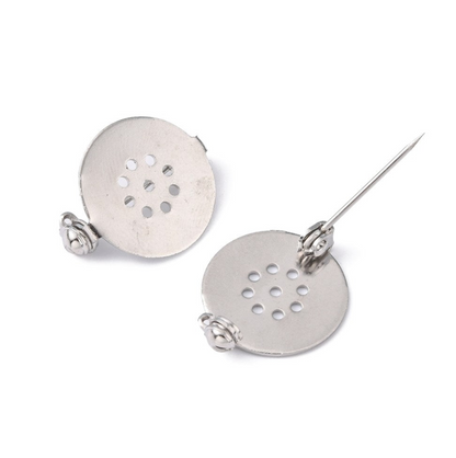 Brass Brooch Findings Brooch Blanks 18 mm Platinum Colour Pack of 10