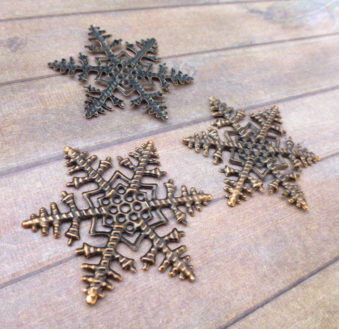 Snowflake Filigree in Antique Copper Colour Scrapbooking Embellishment Pack of 10