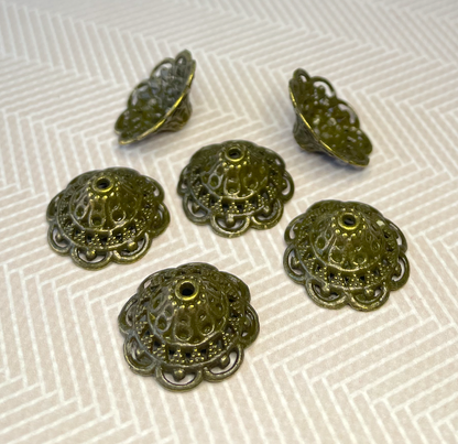 18 mm Large Bead Caps in Bronze Colour - Pack of 20