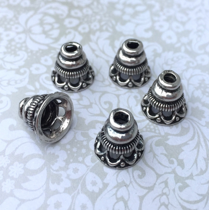 Bell Bead Caps Antique Silver Colour - Pack of 10