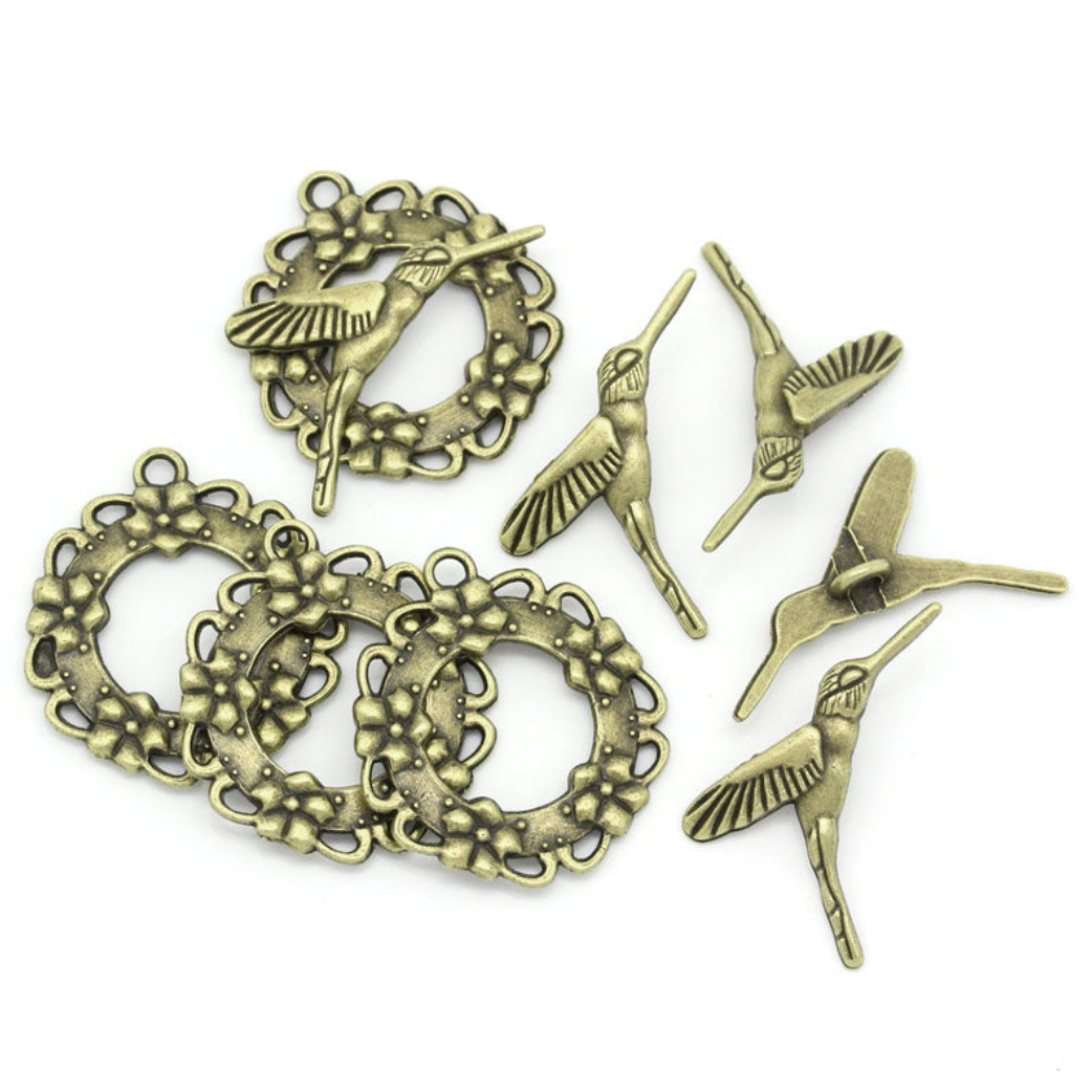 Hummingbird Toggle Clasp Bronze Colour 4 Sets