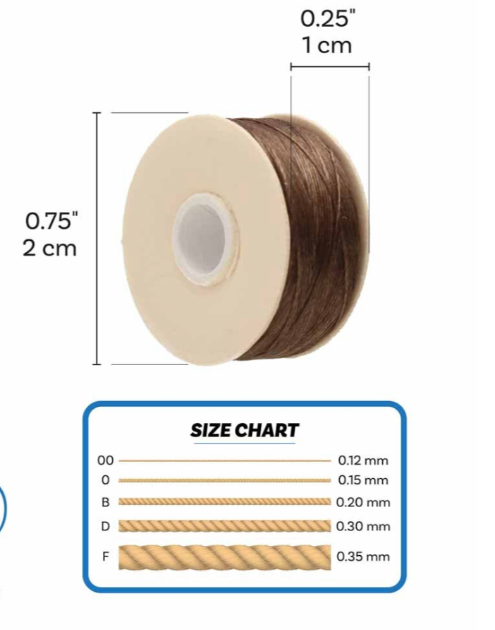 Brown Nymo Beading Thread Size B - One Bobbin