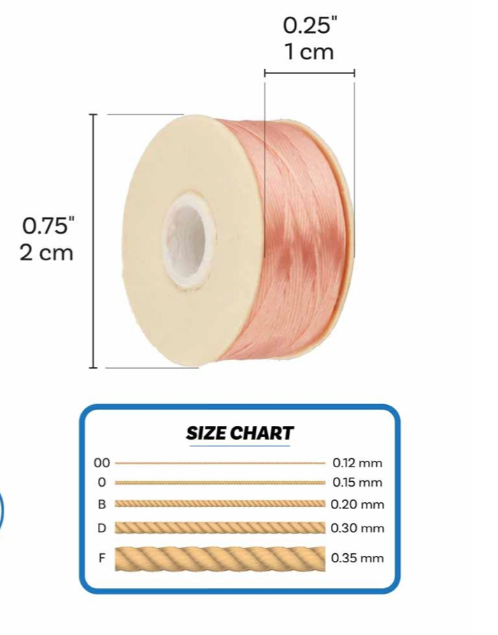 Pink Nymo Beading Thread Size B - One Bobbin