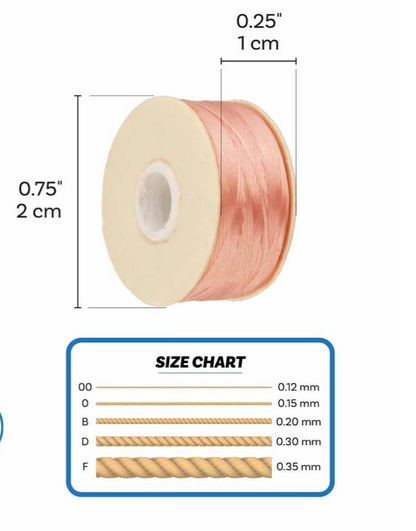 Pink Nymo Beading Thread Size B - One Bobbin