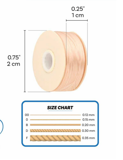 Baby Pink Nymo Beading Thread Size B - One Bobbin