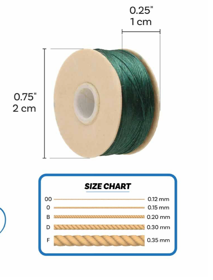 Evergreen Nymo Beading Thread Size B - One Bobbin