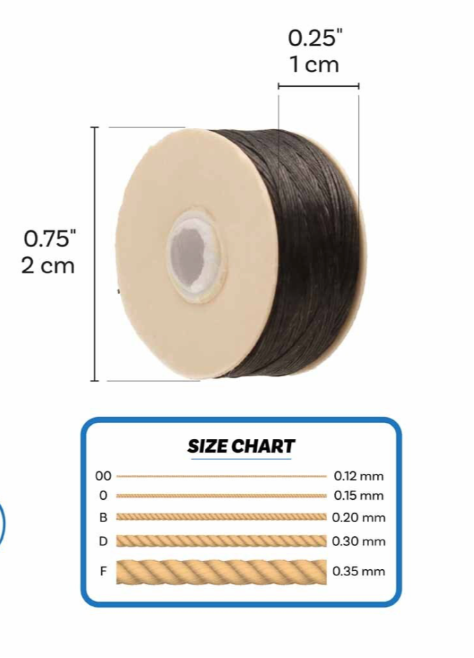 Black Nymo Beading Thread Size B - One Bobbin