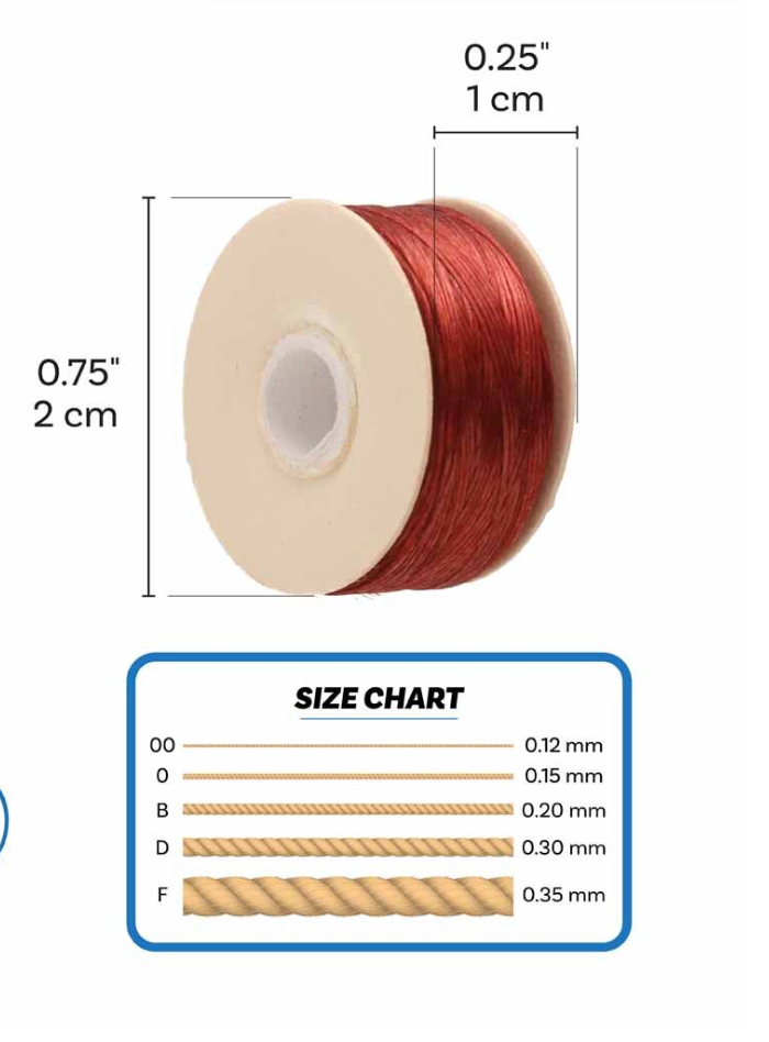 Red Nymo Beading Thread Size B - One Bobbin