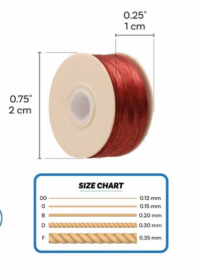 Red Nymo Beading Thread Size B - One Bobbin
