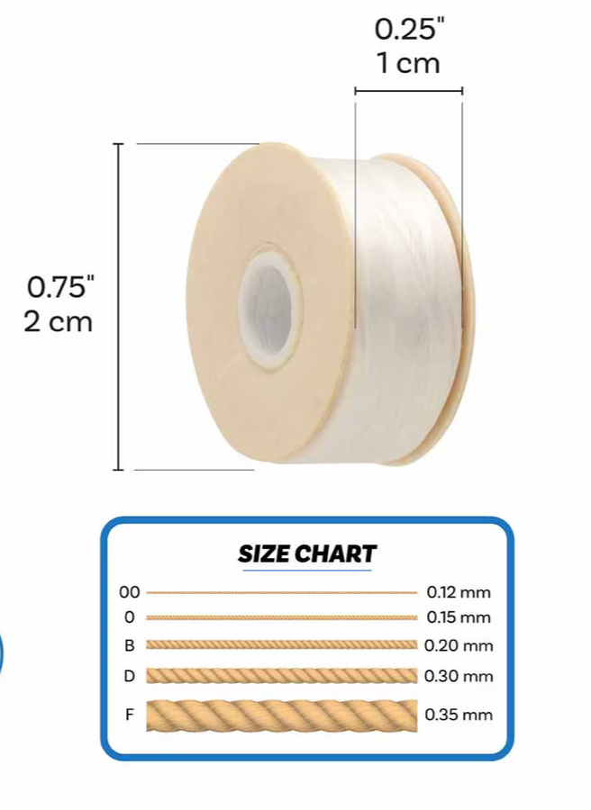 White Nymo Beading Thread Size B - One Bobbin