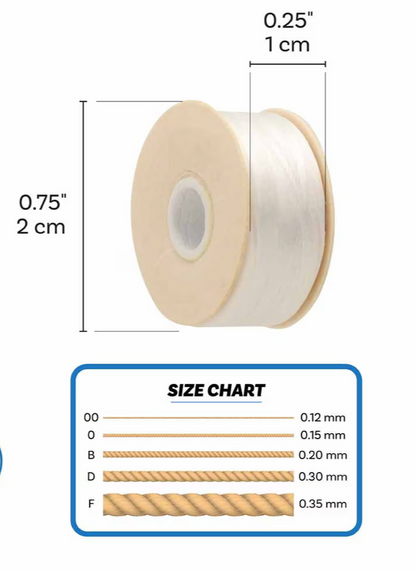 White Nymo Beading Thread Size B - One Bobbin