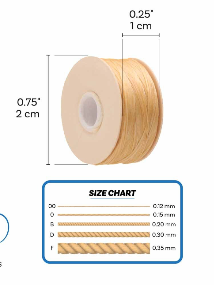 Champagne Nymo Beading Thread Size B - One Bobbin