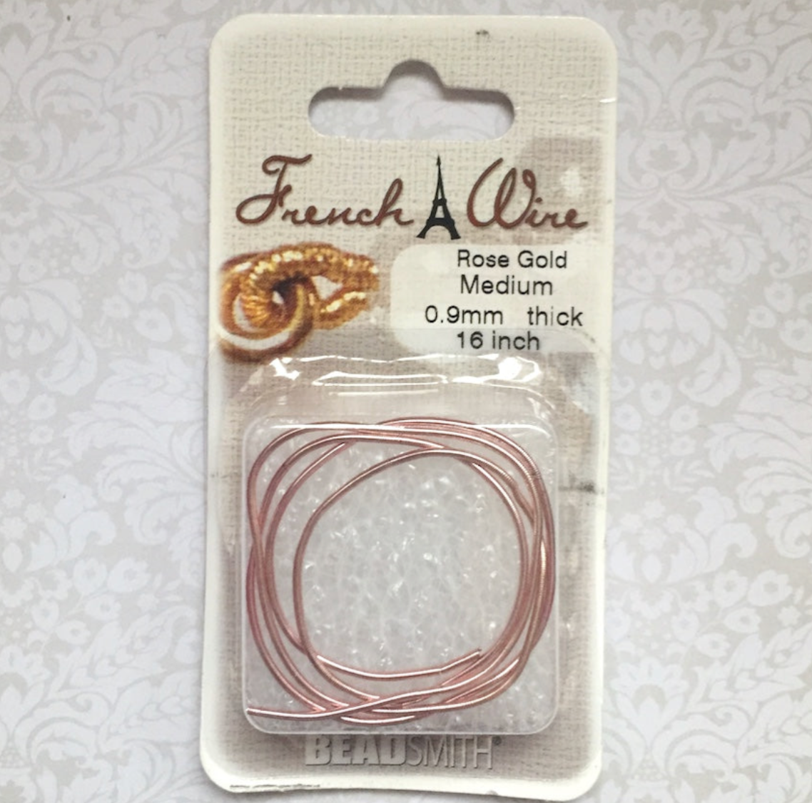0.9mm Fine French Wire Rose Gold Colour Gimp Bullion Wire