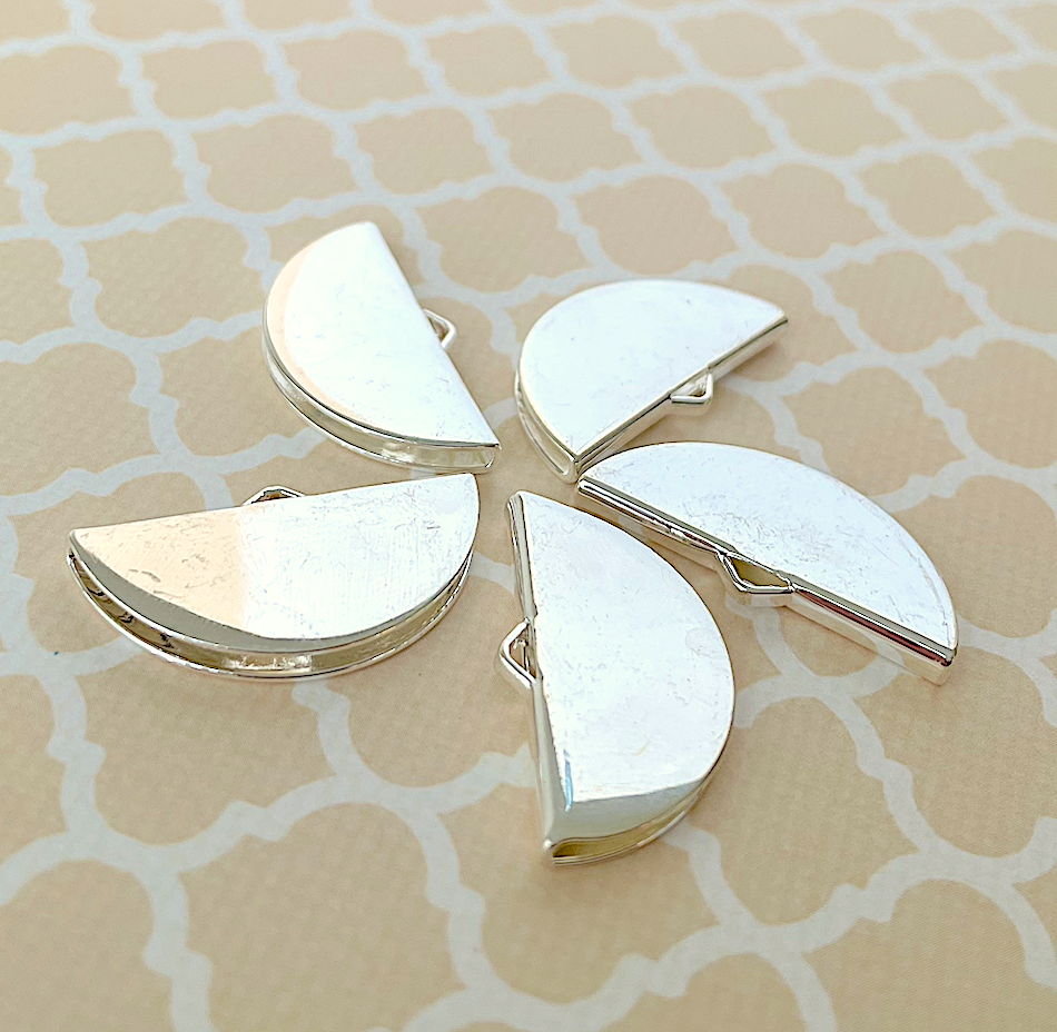 Half Round Ribbon Crimps Silver Colour Pack of 10