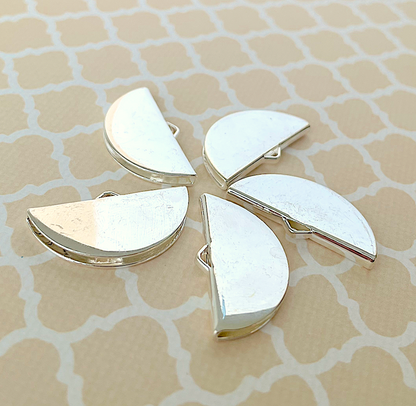 Half Round Ribbon Crimps Silver Colour Pack of 10