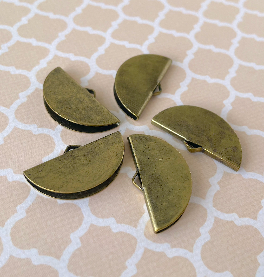 Half Round Ribbon Crimps Antique Bronze Colour Pack of 10