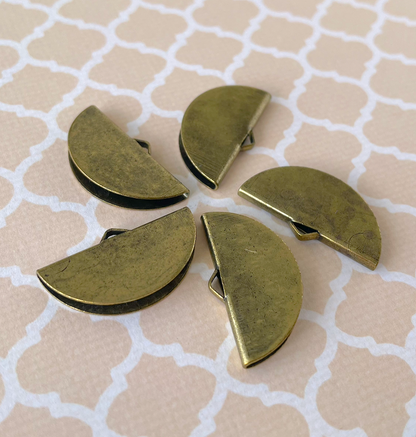 Half Round Ribbon Crimps Antique Bronze Colour Pack of 10