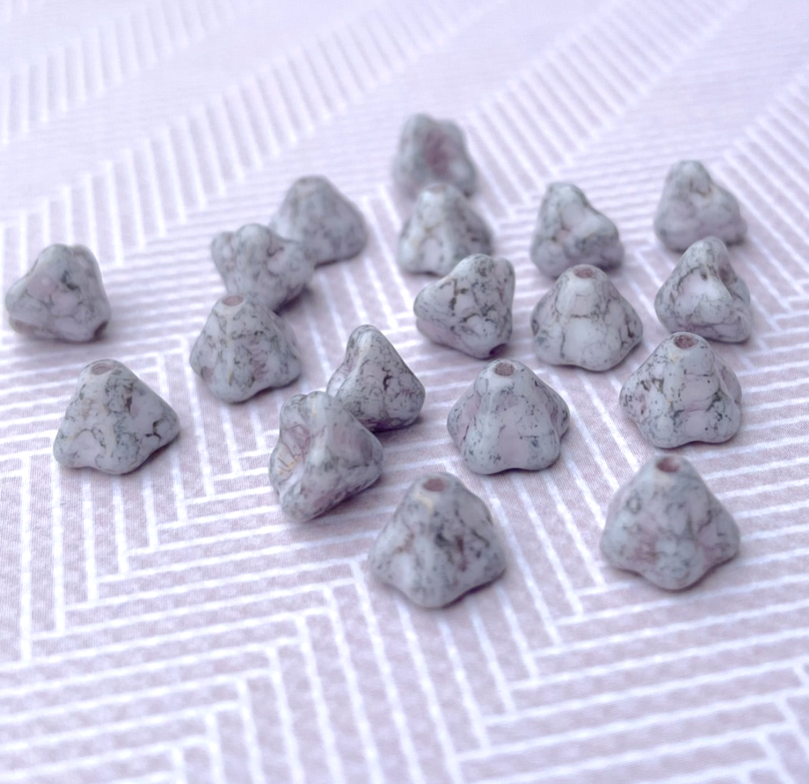Chalk White Terracotta Copper Small Flower Cup Glass Beads Pack of 30